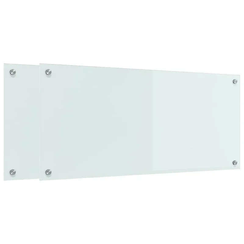 Set di 2 paraschizzi moderni per cucina 90 x 40 cm resistenti e resistenti al calore in vetro temperato bianco 02_0056288