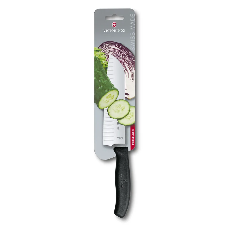 Santoku manico nero alveolato blister - Swiss Classic