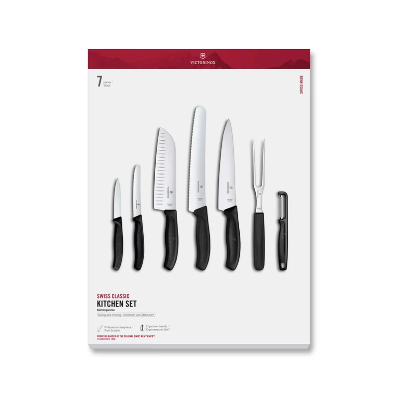 Set 7 pezzi cucina manico nero - Swiss Classic