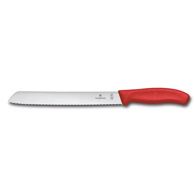 Coltello pane ondulato manico Rosso blister - Swiss Classic
