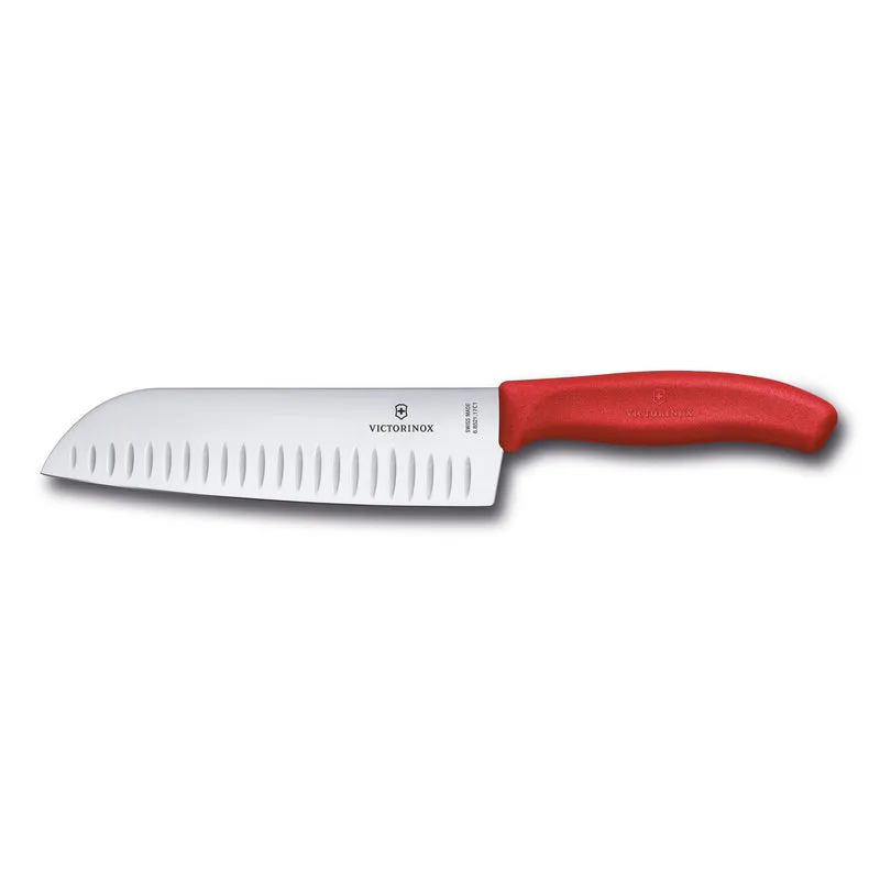 Santoku manico Rosso alveolato - Swiss Classic