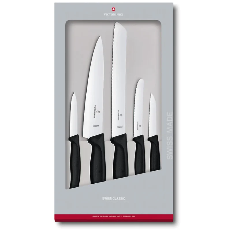 Set 5 pezzi cucina manico nero - Swiss Classic