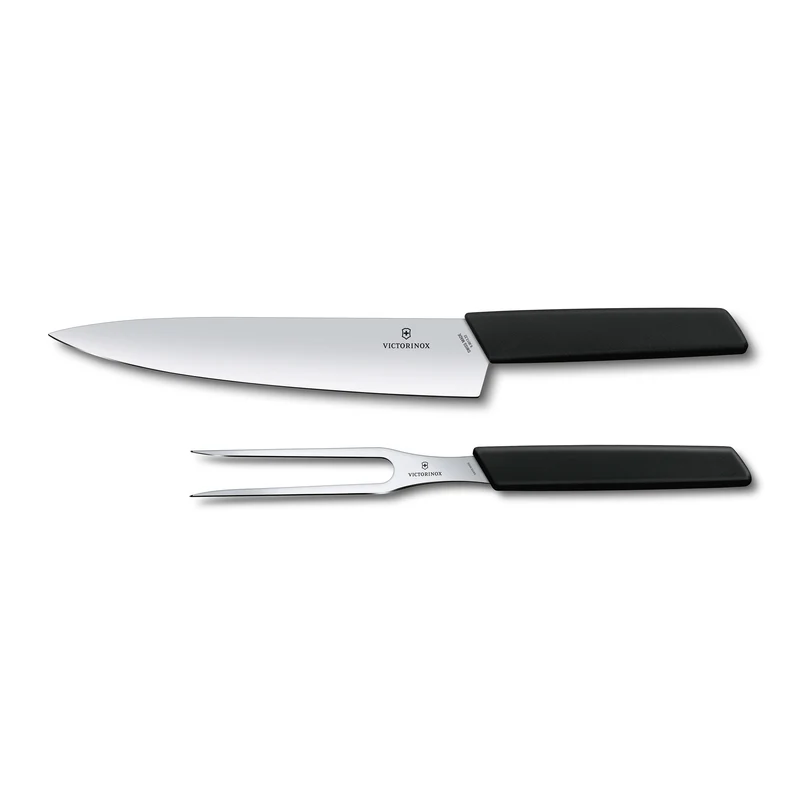 Set coltello e forchettone manico nero - Swiss Modern