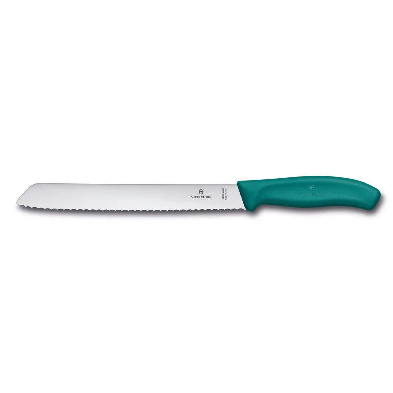 Coltello pane ondulato manico verde blister - Swiss Classic