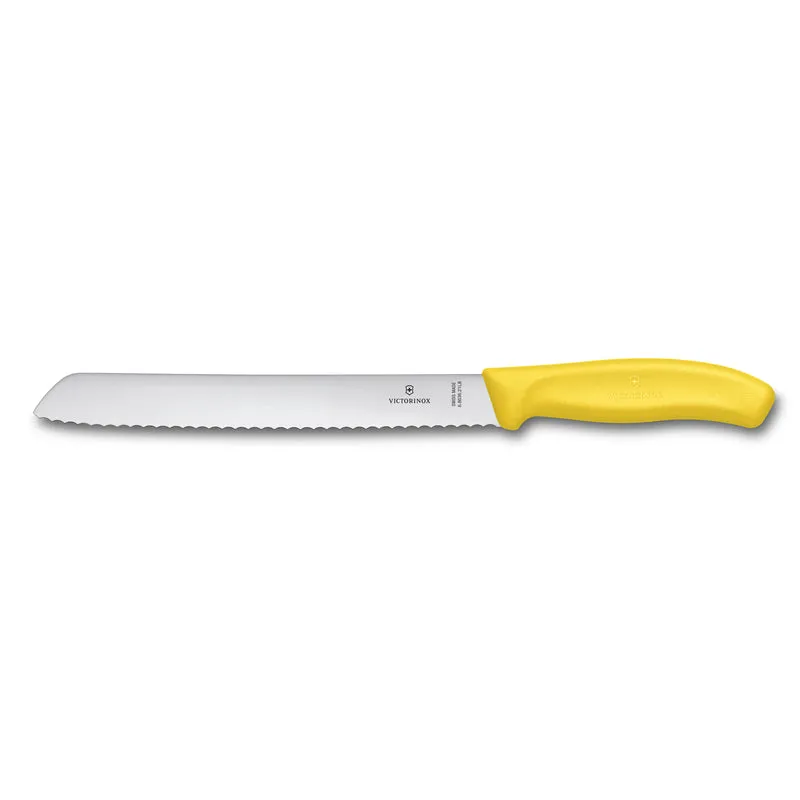 Coltello pane ondulato manico giallo blister - Swiss Classic _