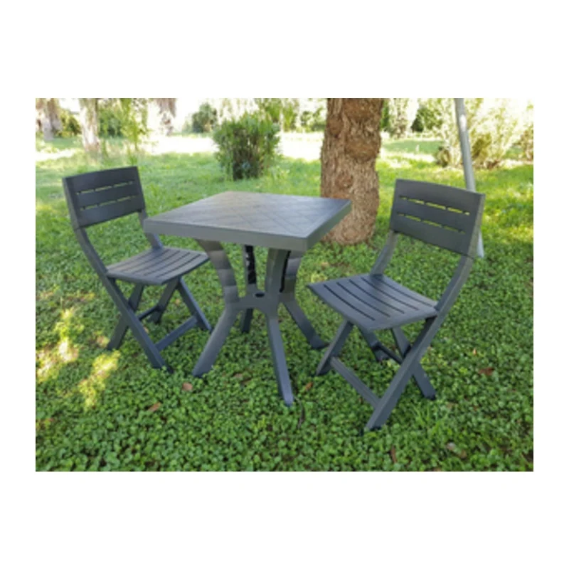 Set Duetto Resinatavolo e 2 Sedie Antracite Dimaplast 2000