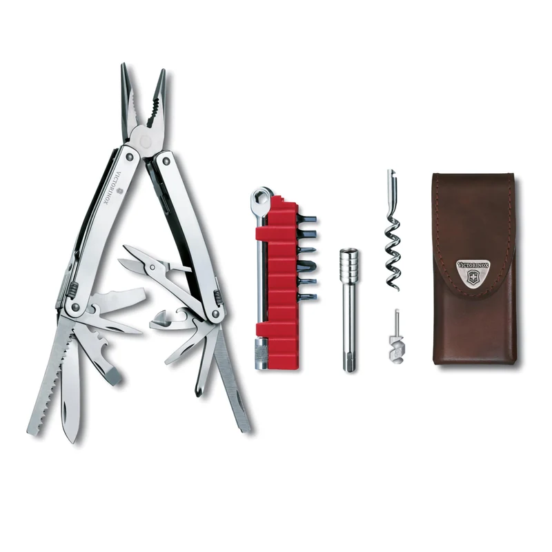 Swiss Tool Spirit X Plus Ratchet con fodero in pelle