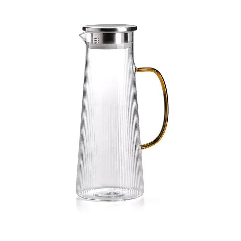 IVV Narciso Caraffa Plissé con Coperchio in Vetro Borosilicato Ambra