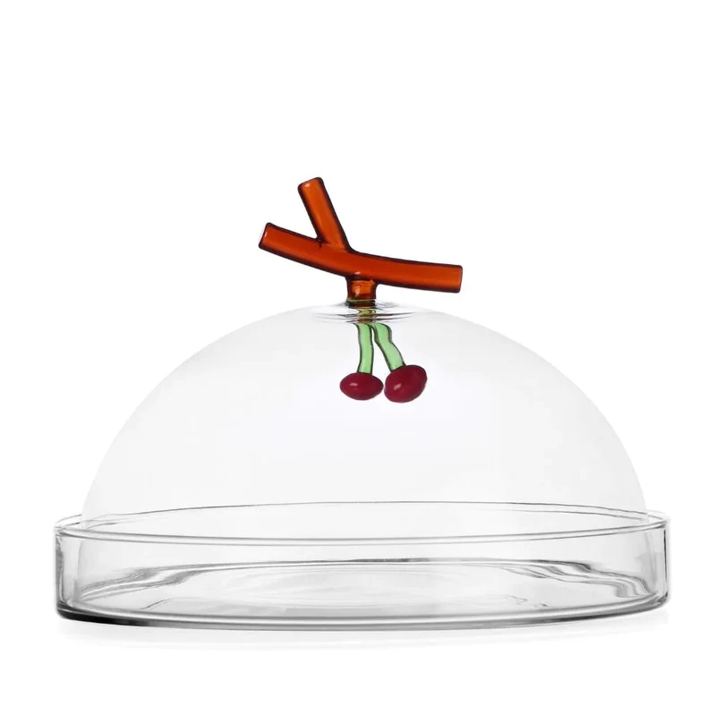 Ichendorf Milano Fruits & Flowers Vassoio da Portata con Cupola Ciliegie