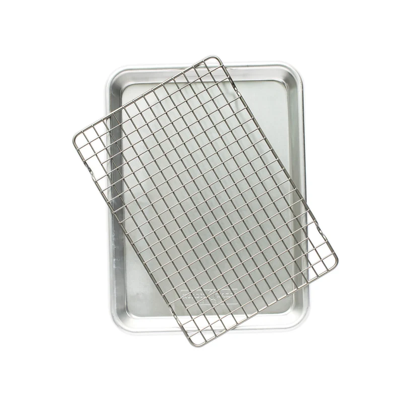 Teglia liscia quarter sheet con griglia antiaderente