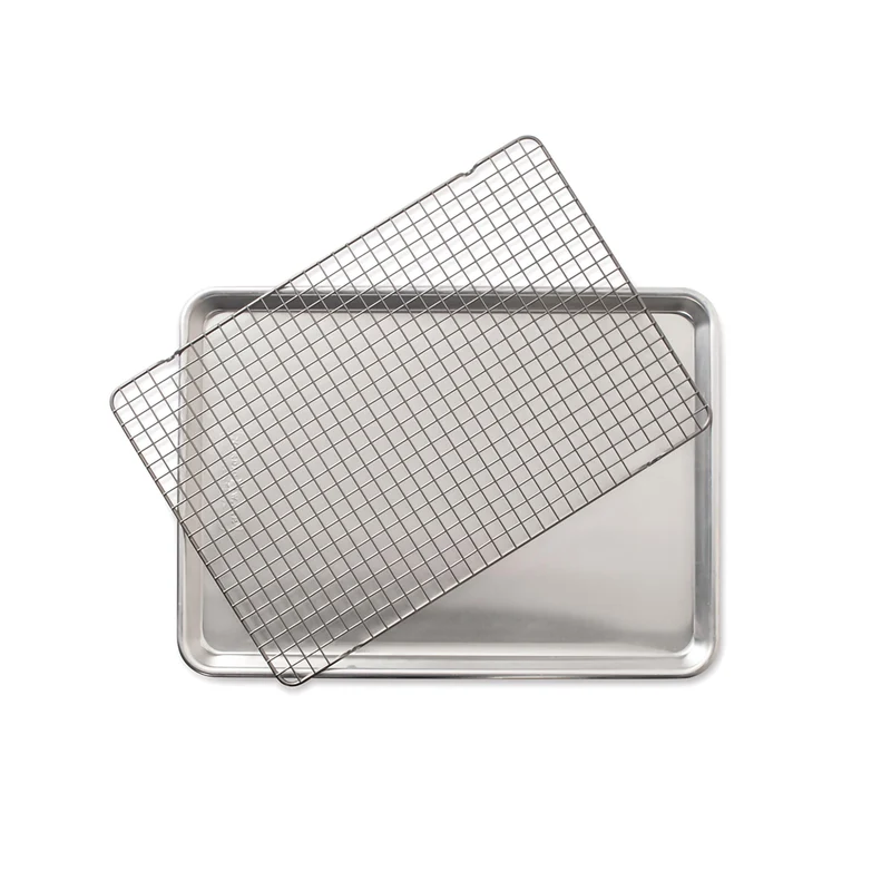 Teglia liscia half sheet con griglia antiaderente