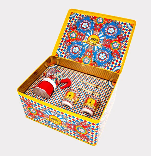 Bialetti Moka 2 Tazze con Tazzine e Palette Dolce & Gabbana