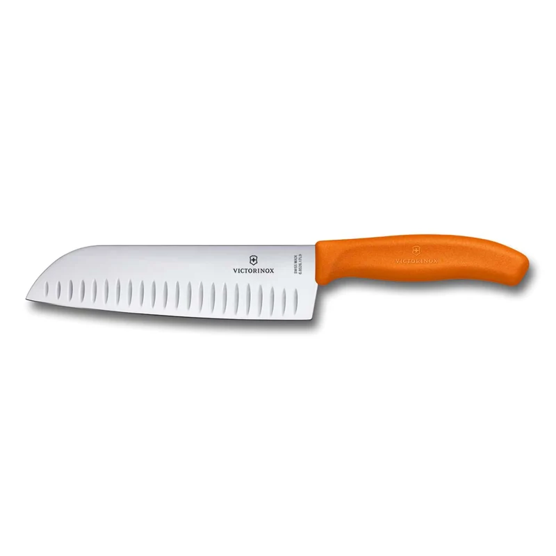 Santoku manico arancione alveolato blister - Swiss Classic