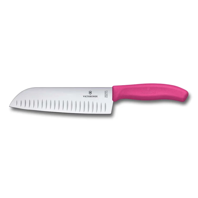 Santoku manico rosa alveolato blister - Swiss Classic