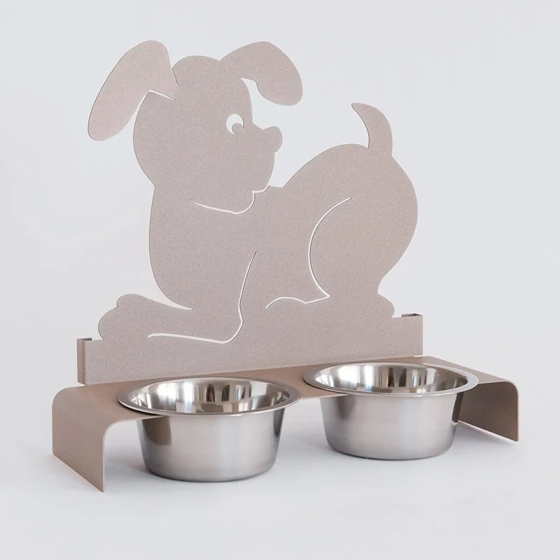 Arti e Mestieri Porta Ciotole Doppio Cane Beige