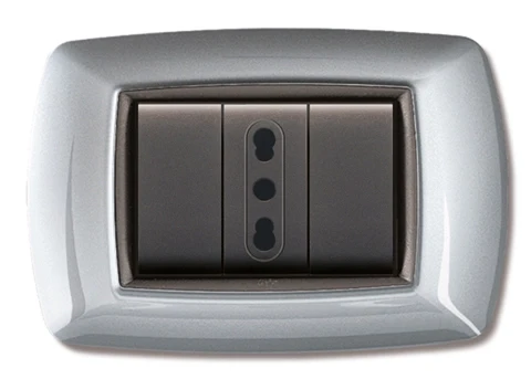 Placca Life Living Plast Alluminio Chiaro 3P Elettrocanali 10 Pezzi