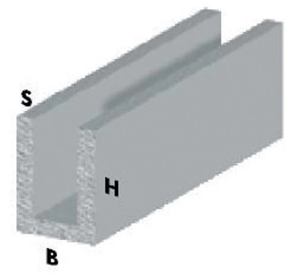 Profilo Argento H 100 cm Canalino U 8 x 8 x 1 mm** Arcansas 5 Pezzi