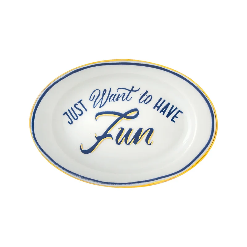 Bitossi Vassoio Ovale Just Want To Have Fun 19,5x13 cm in Porcellana