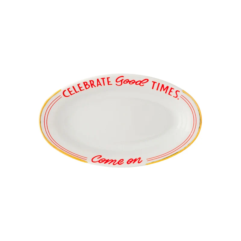 Bitossi Vassoio Ovale Celebrate Good Times 17x10 cm in Porcellana