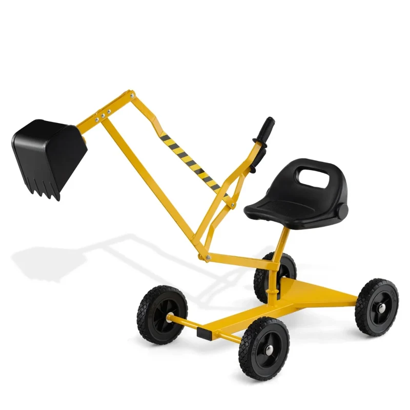 Scavatrice per sabbia per bambini 121 x 40 x 64 cm seduta girevole a 360° struttura ergonomica in metallo giallo 20_0013093