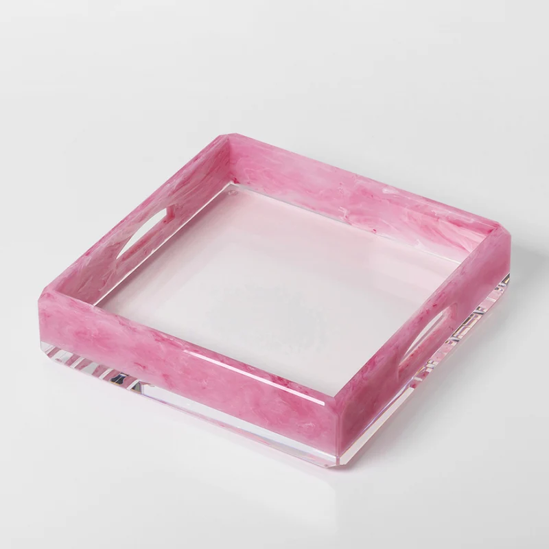 Mario Luca Giusti Vassoio Dylan 30x30 cm in Acrilico Rosa