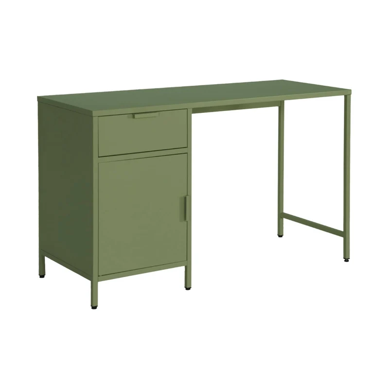 Scrivania per bambini in acciaio laminato, 1 cassetto, verde kaki