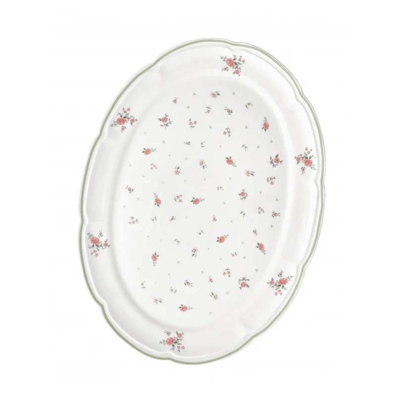 Brandani Vassoio Ovale Nonna Rosa in Porcellana 40x30 Cm