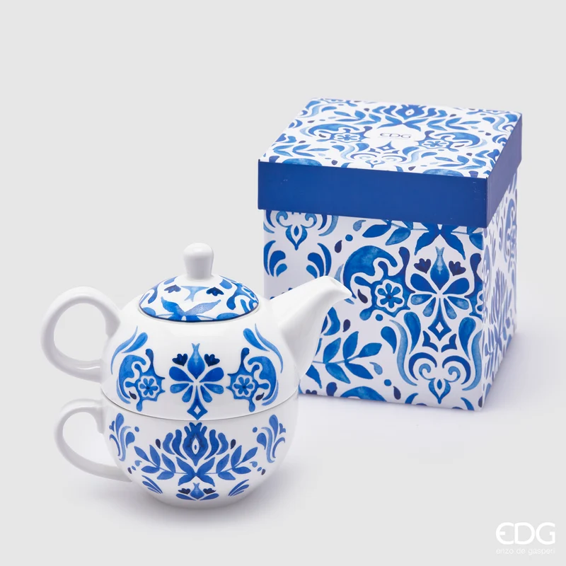 EDG Enzo de Gasperi Teiera Maiolica con Manico H14 D15 cm in porcellana