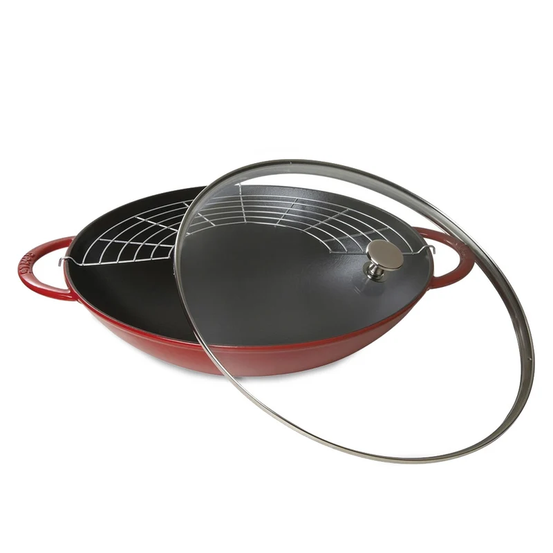 Staub Padella Wok in ghisa 2 Manici D 37cm Rosso
