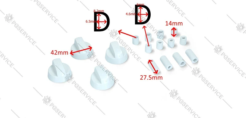 Kit 4 manopole universali bianche forno piano cottura cucina inserti mezzaluna