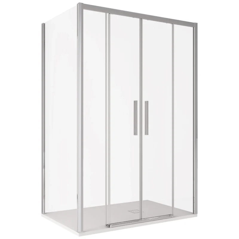 Box Doccia Angolare 80x140 cm 2 Ante Scorrevoli in Cristallo Trasparente 6mm H195 Bonussi Eliane