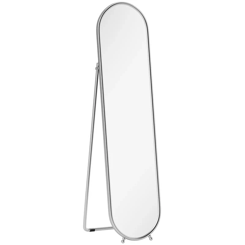 SPECCHIO A FIGURA INTERA DA TERRA CON SUPPORTO PIEGHEVOLE, VETRO E METALLO, 40X4X160 CM, ARGENTO
