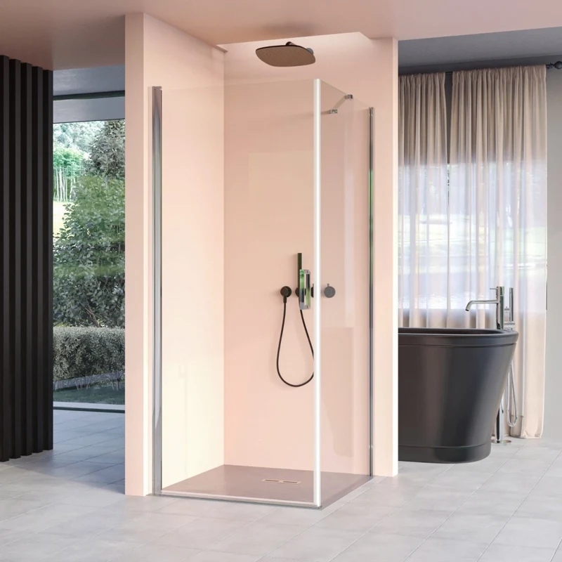 Box Doccia Angolare 75x80 cm 1 anta Battente con 1 Lato Fisso in Cristallo trasparente 6mm H195 Bonussi Selma