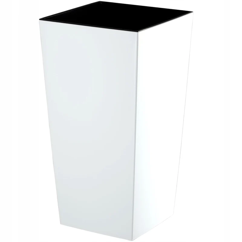 Vaso da fiori KADAX per giardino + inserto 18x36 cm, alto, bianco lucido, fiori grandi